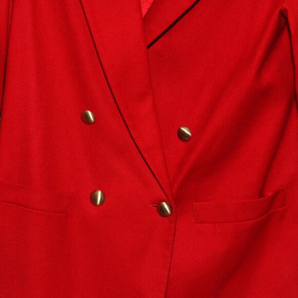 Vintage Michele Red Wool Double Breasted Boxy Blazer Size 8 - Picture 3 of 6